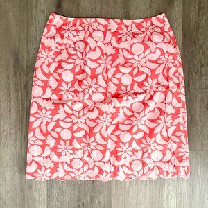 Vintage 90's Lily Pulitzer Pink Skirt w Lemon and Flower print